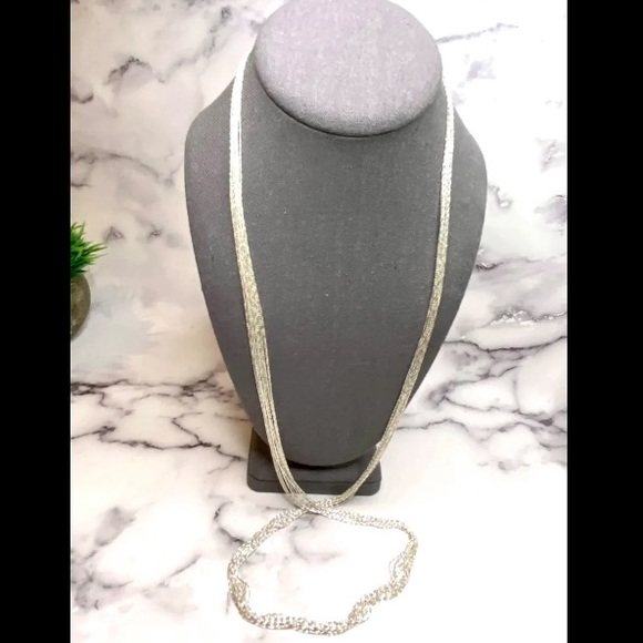 15 Strand 36” Modern Liquid Silver Necklace - Picture 6 of 10